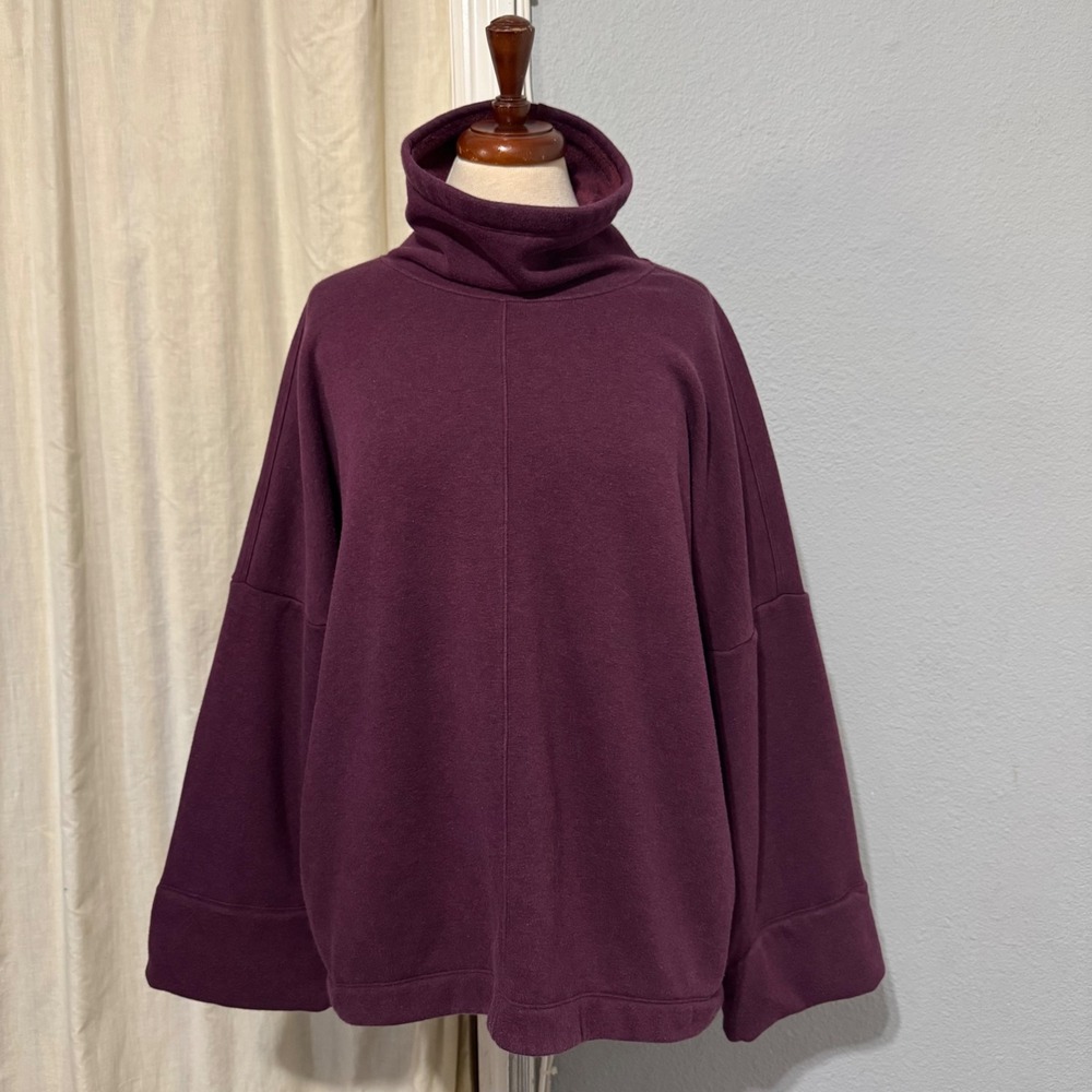 ATHLETA Cozy Karma Funnel Neck Sweatshirt Pullover Purple Cottagecore Size‎ L
